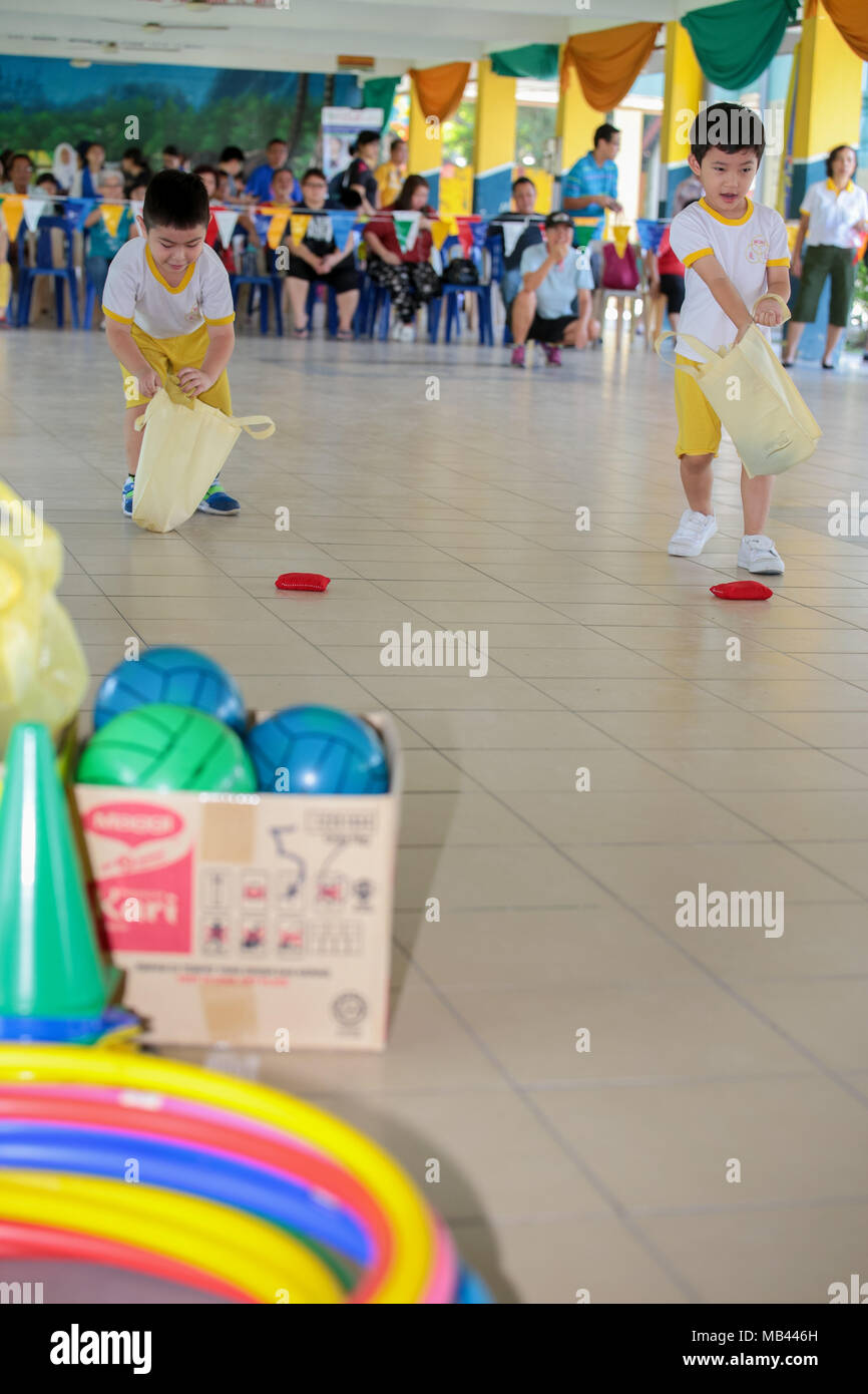 Balls, cone & hula hoops for the kindergarten sport day Stock Photo Alamy