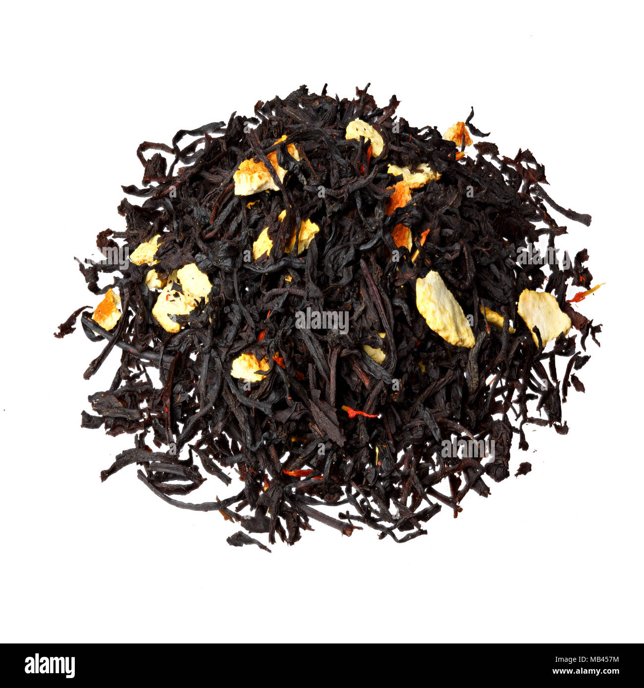 Black tea with orange peels Stock Photo Alamy