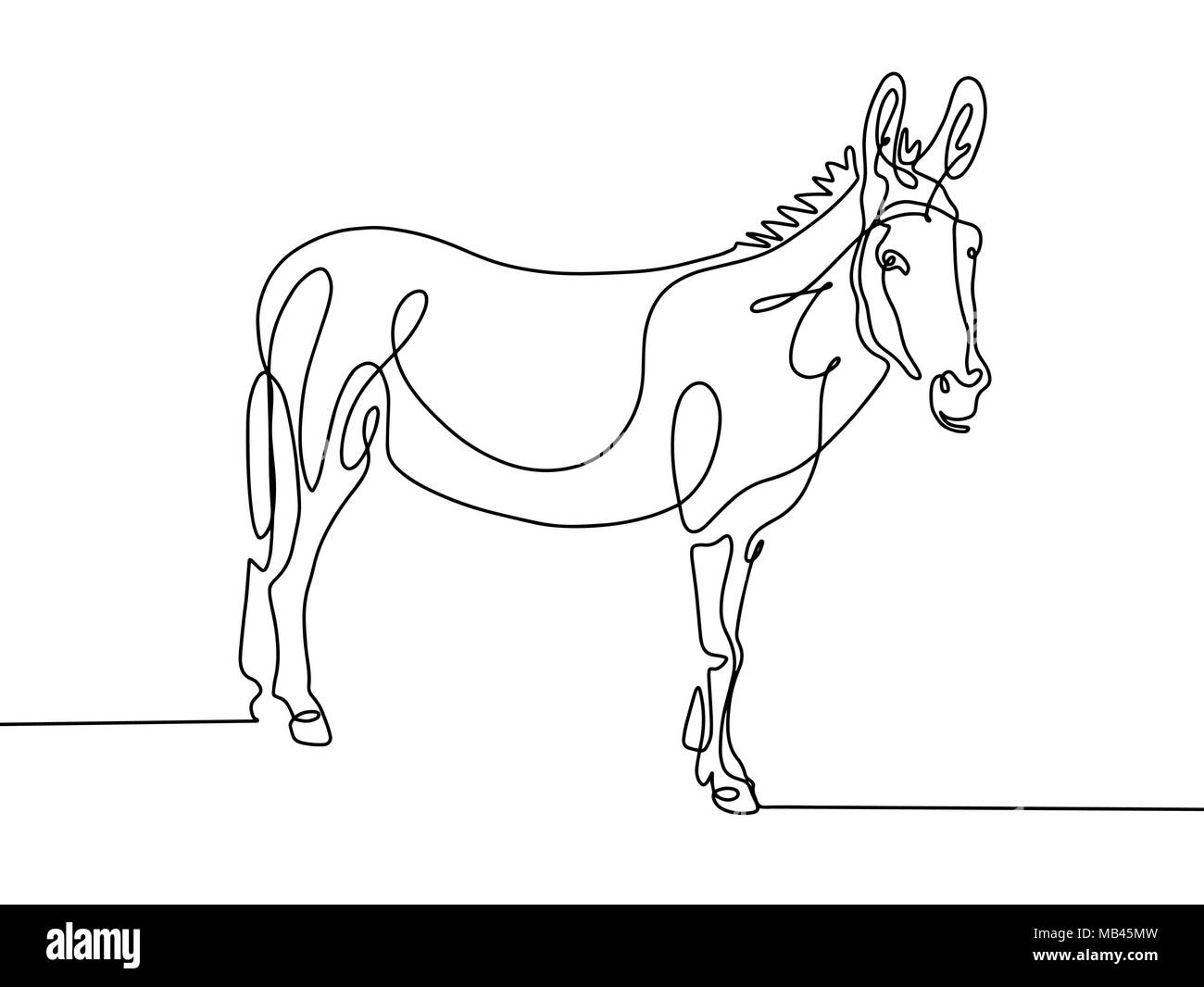 continuous one line drawing of donkey in modern minimalistic sty Stock  Vector Image & Art - Alamy