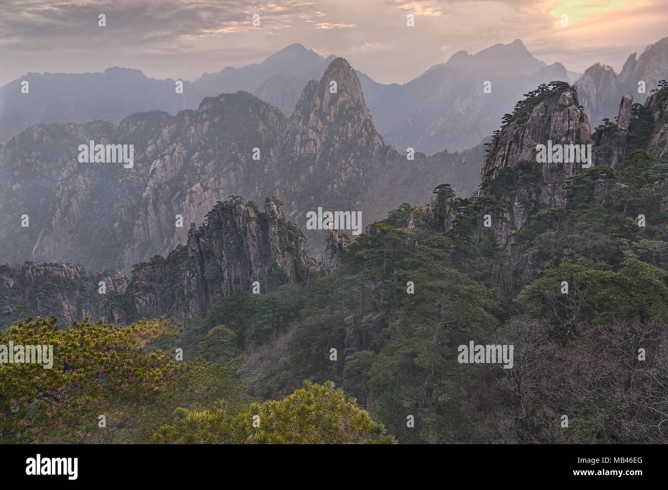 China, province Anhui, mountains Huangshan, 2011 Stock Photo
