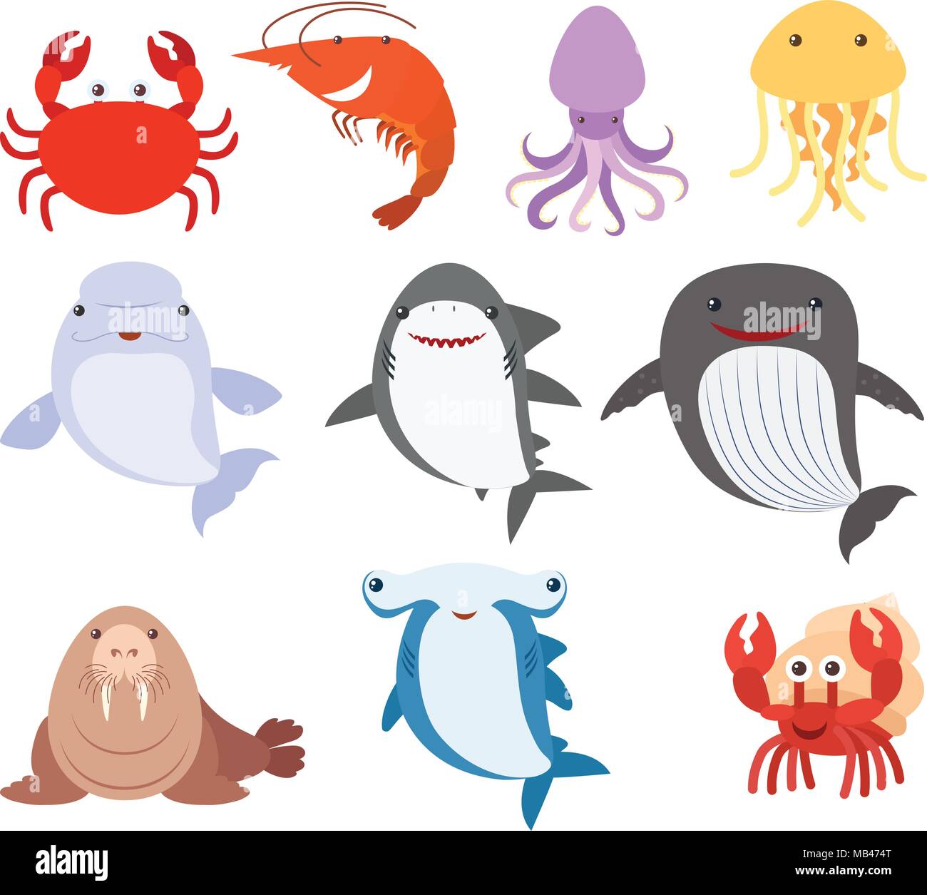 Many types of sea creatures illustration Stock Vector Image & Art Alamy