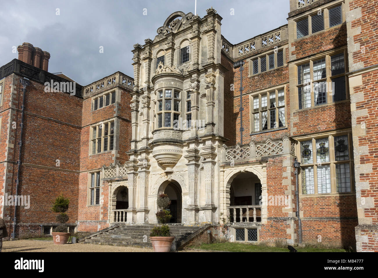 England, Hampshire, Bramshill House, south face, with Oriel window ...
