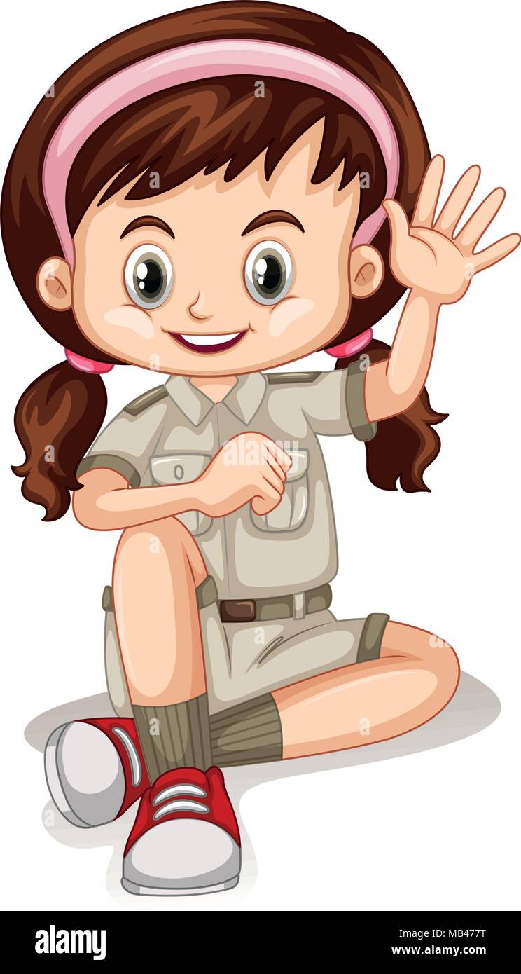 Happy girl waving hand illustration Stock Vector Image & Art - Alamy