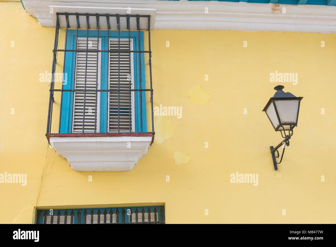 Detail of a restored colonial building in Old Havana with typical ...