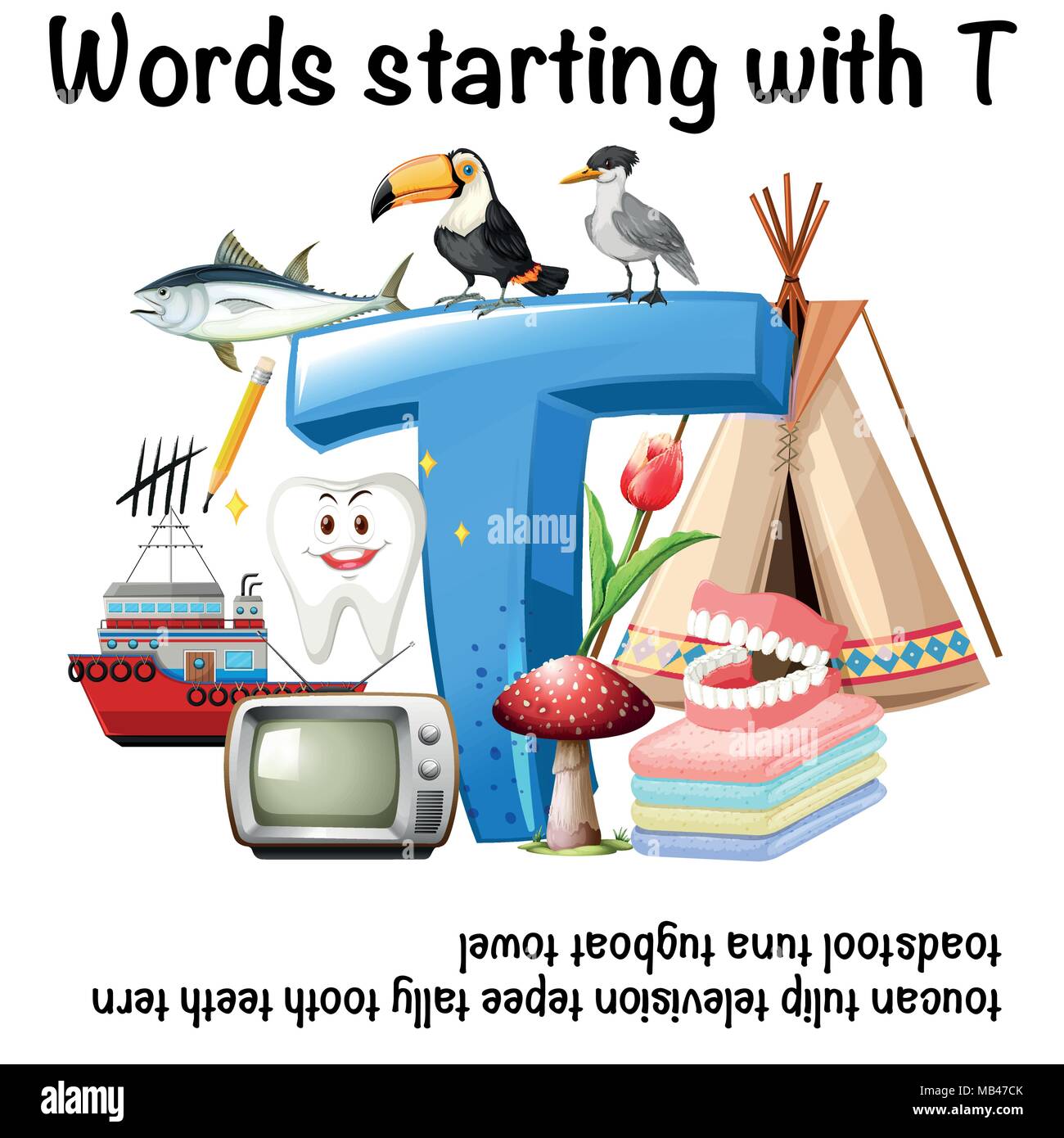 English Word Starting With T Illustration Stock Vector Image Art Alamy