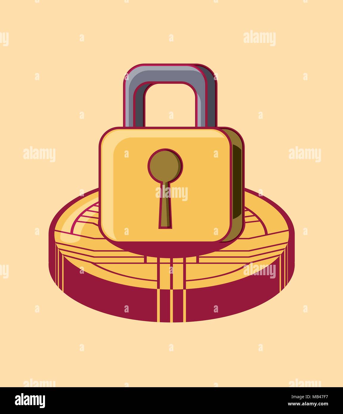 security padlock icon over yellow background, colorful design. vector ...