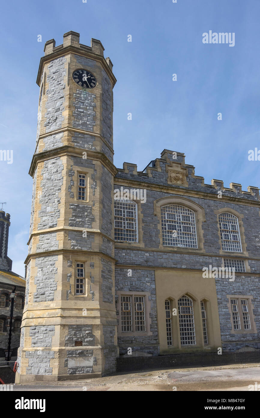 England, Hampshire, Portsmouth, Pompey Prison, buildings seen from within the walls Stock Photo
