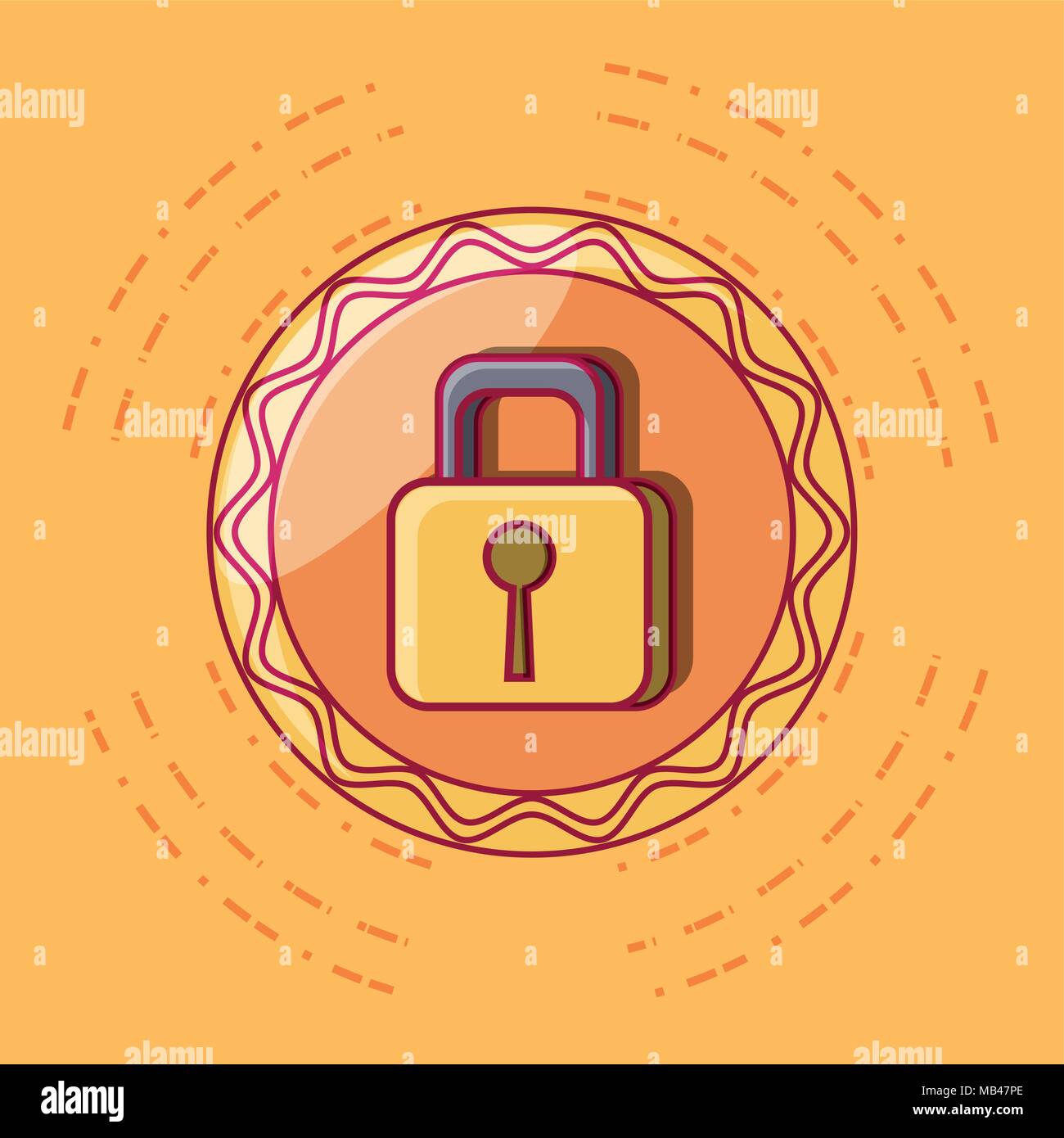 security padlock icon over yellow background, colorful design. vector ...