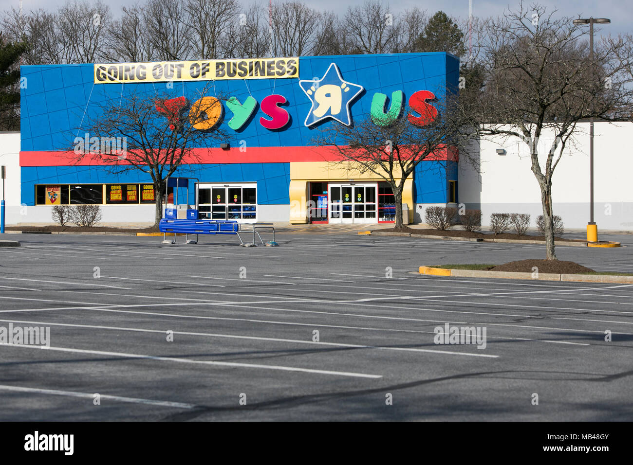 Frederick, Maryland, USA. 5th Apr, 2018. A logo sign outside of a Toys