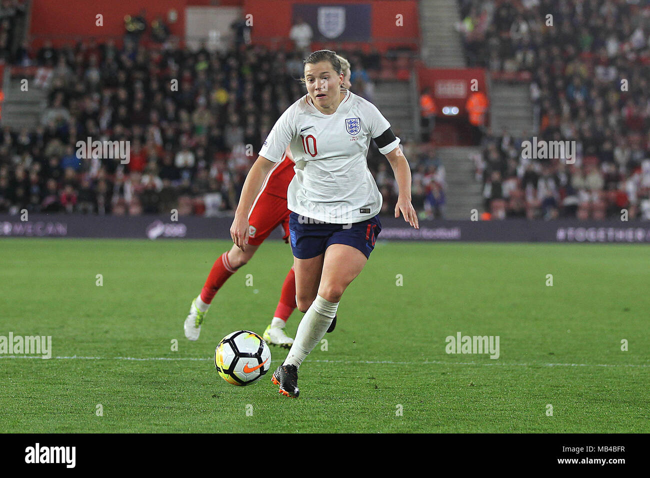 Southampton, UK. 6th Apr, 2018. Fran Kirby of England during the FIFA World Cup 2019 Qualifying Group 1 match between England Women and Wales Women at St Mary's Stadium on April 6th 2018 in Southampton, England. (Photo by Matt Bradshaw/phcimages.com) Credit: PHC Images/Alamy Live News Stock Photo