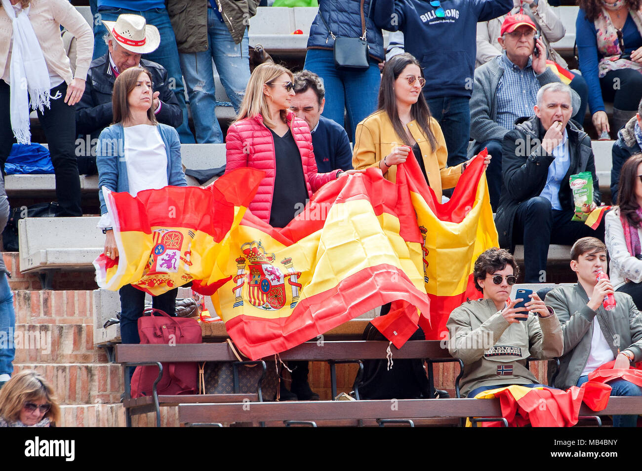 VALENCIA, SPAIN - 06/04/2018. Fans during the Copa Davis 2018, Spain v Germany, Plaza de Toros of Valencia, Spain. Stock Photo