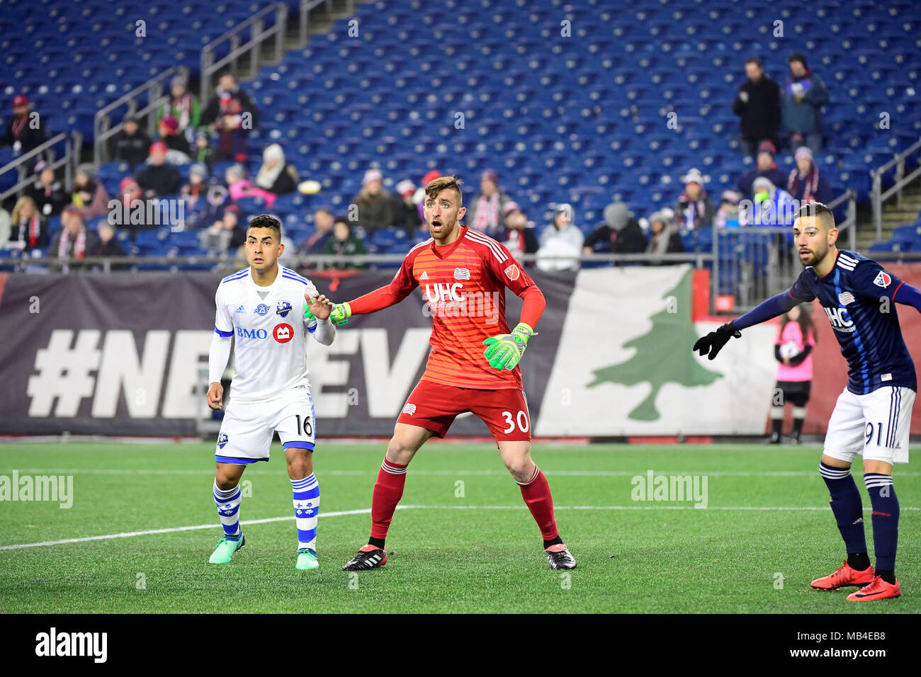 Gillette Stadium. 30th May, 2018. MA, USA; New England Revolution  goalkeeper Matt Turner (30) in action during an MLS match between Atlanta  United FC and New England Revolution at Gillette Stadium. The