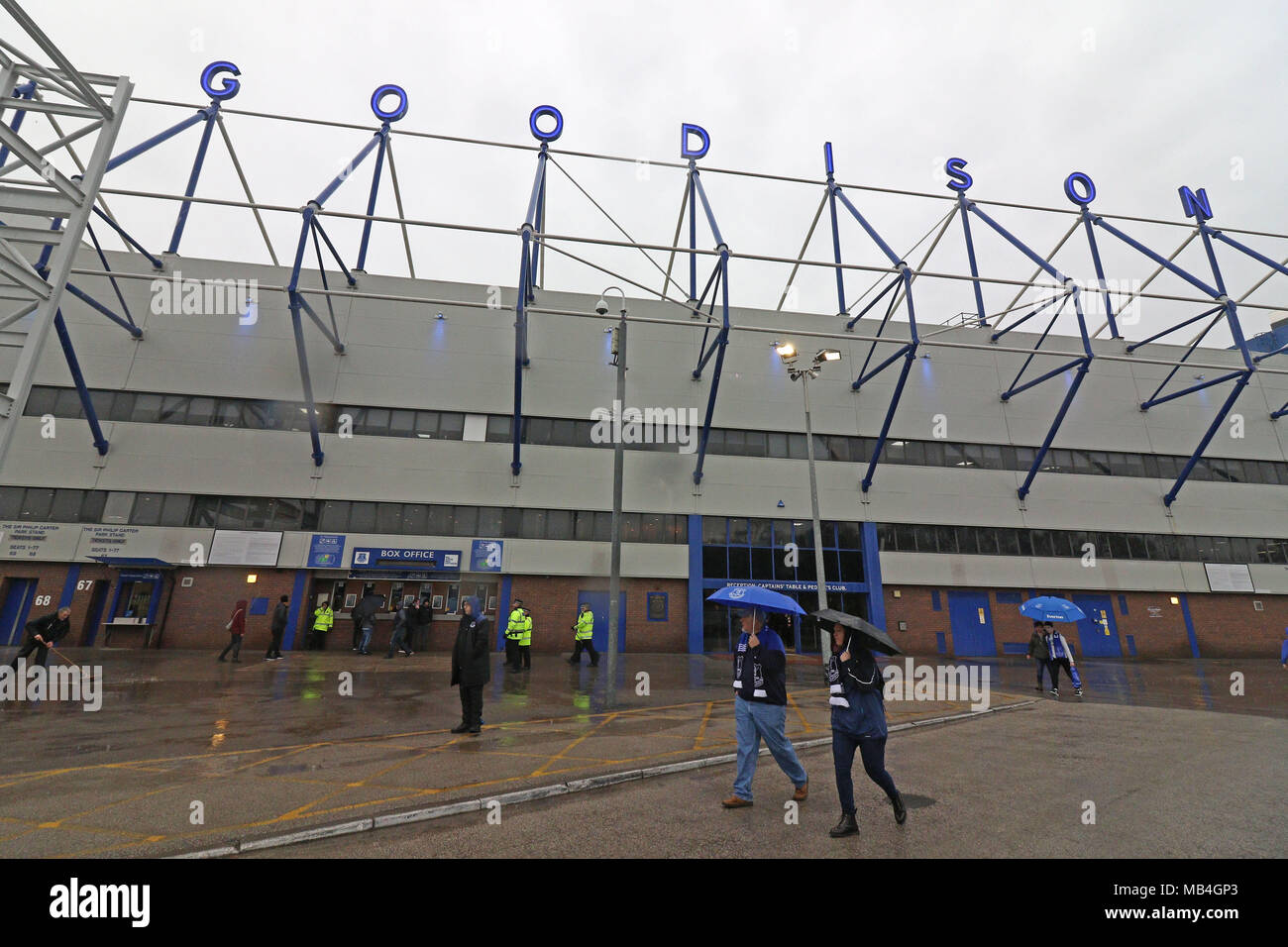 Liverpool, England. 7th April 2018. A general view of Goodison Park before the Premier League match between Everton and Liverpool at Goodison Park on April 7th 2018 in Liverpool, England. (Photo by Tony Taylor/phcimages.com) Credit: PHC Images/Alamy Live News Stock Photo