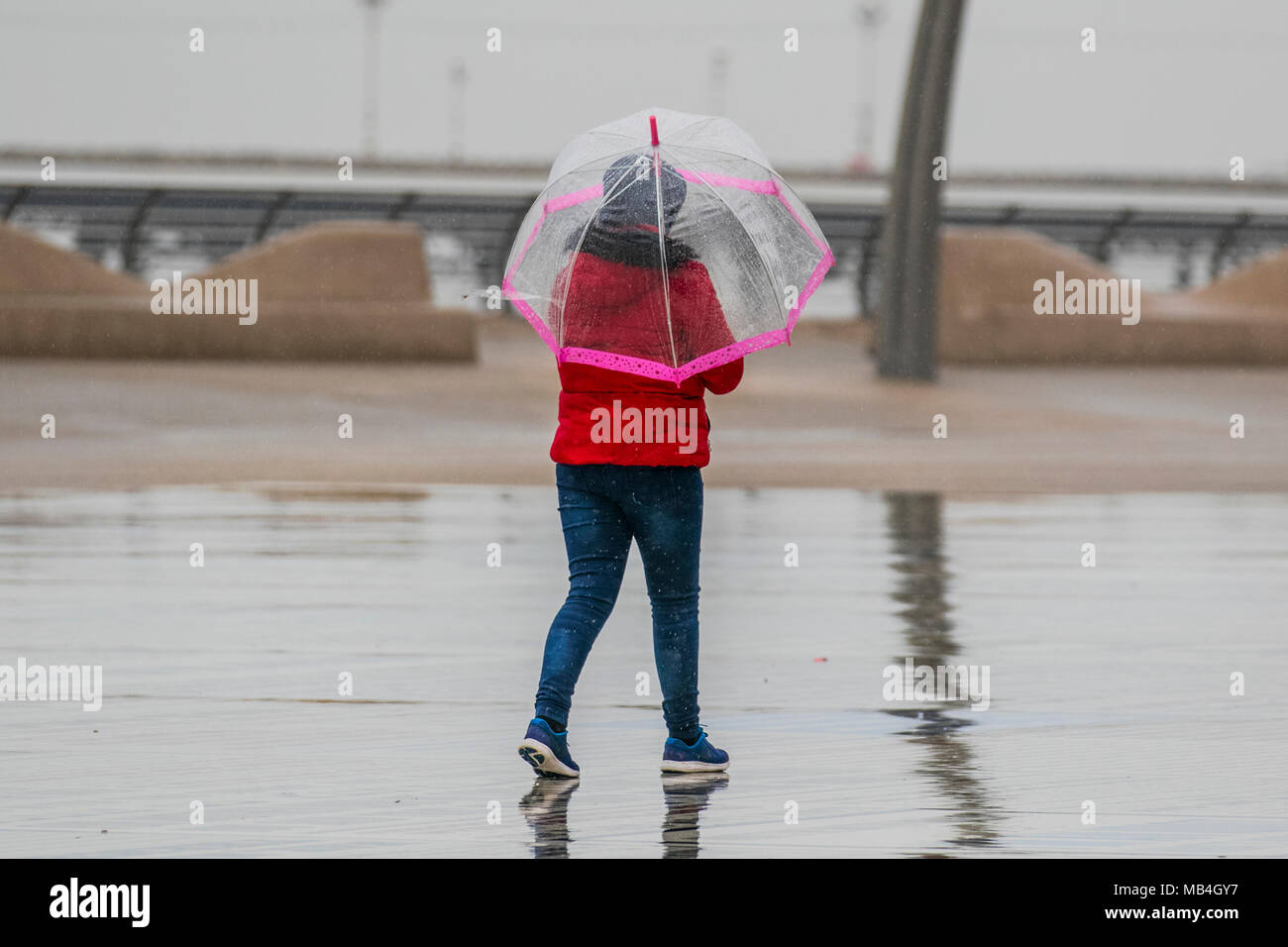 Blackpool Lancashire. UK Weather. 07/04/2018. Wet, soggy, rainy day in ...