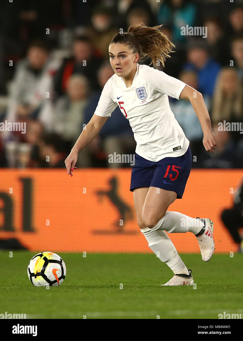 England Woman's Melissa Lawley during the 2019 FIFA Women's World Cup Qualifying, Group 1 match at St Mary's Stadium, Southampton. Stock Photo