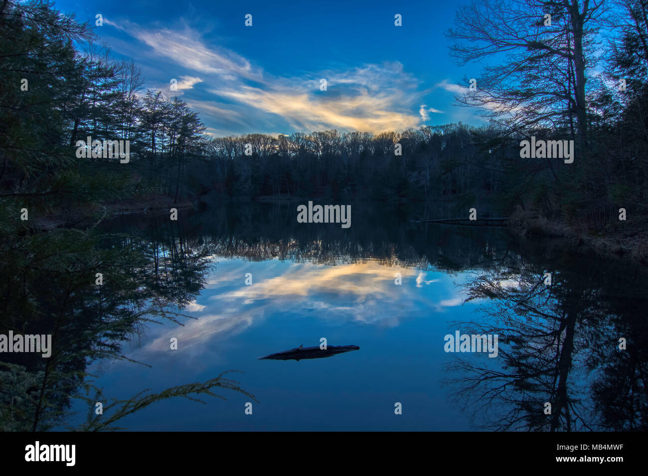 Rose Lake at Sunset in Hocking Hills State Park. Stock Photo