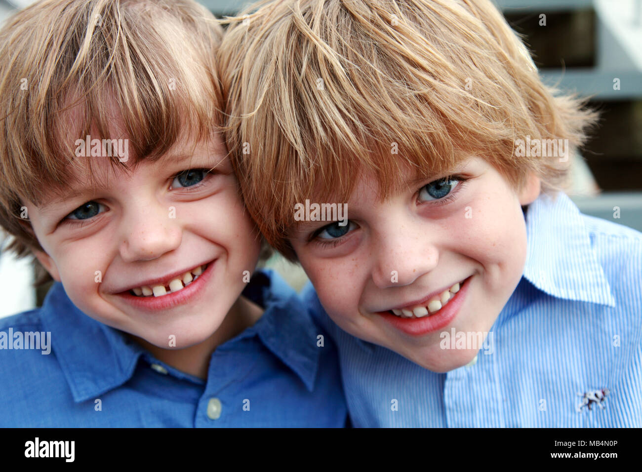Head and Shoulders Portrait of Two Smiling Boys Stock Photo - Alamy