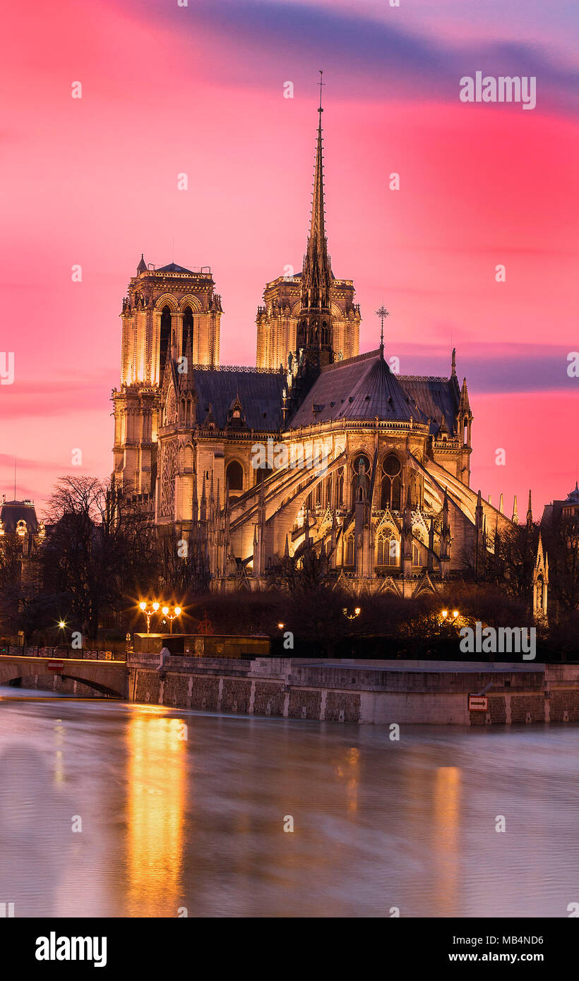 The Notre Dame is historic Catholic cathedral, one of the most visited monuments in Paris. Stock Photo