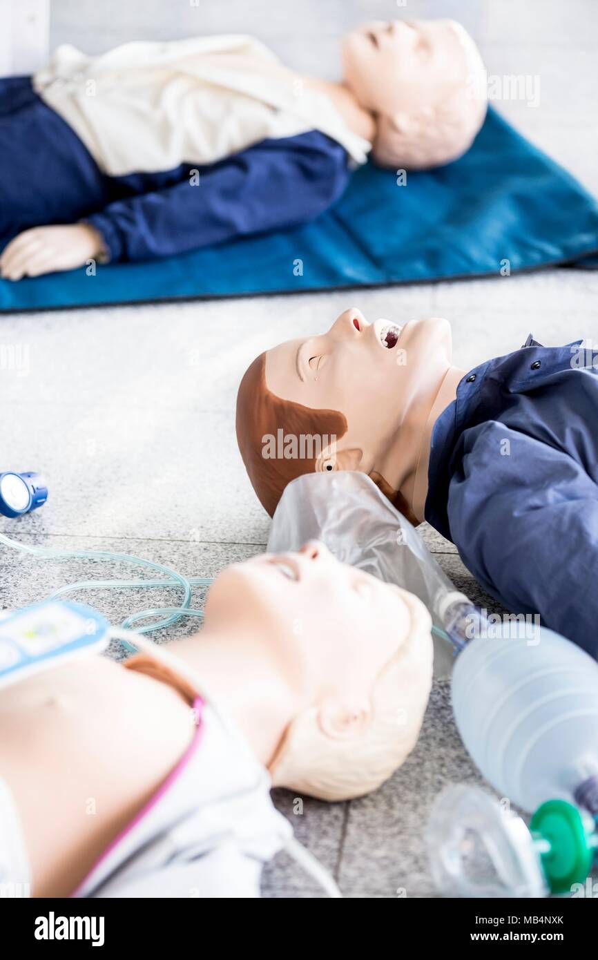 CPR training dummies. Stock Photo