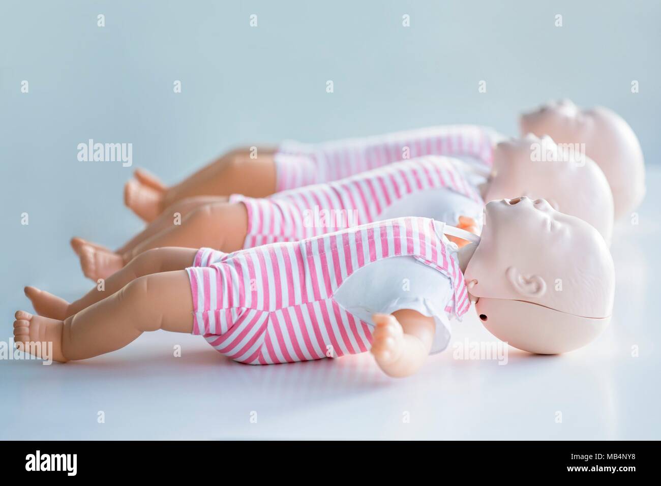 Infant CPR training dummies. Stock Photo