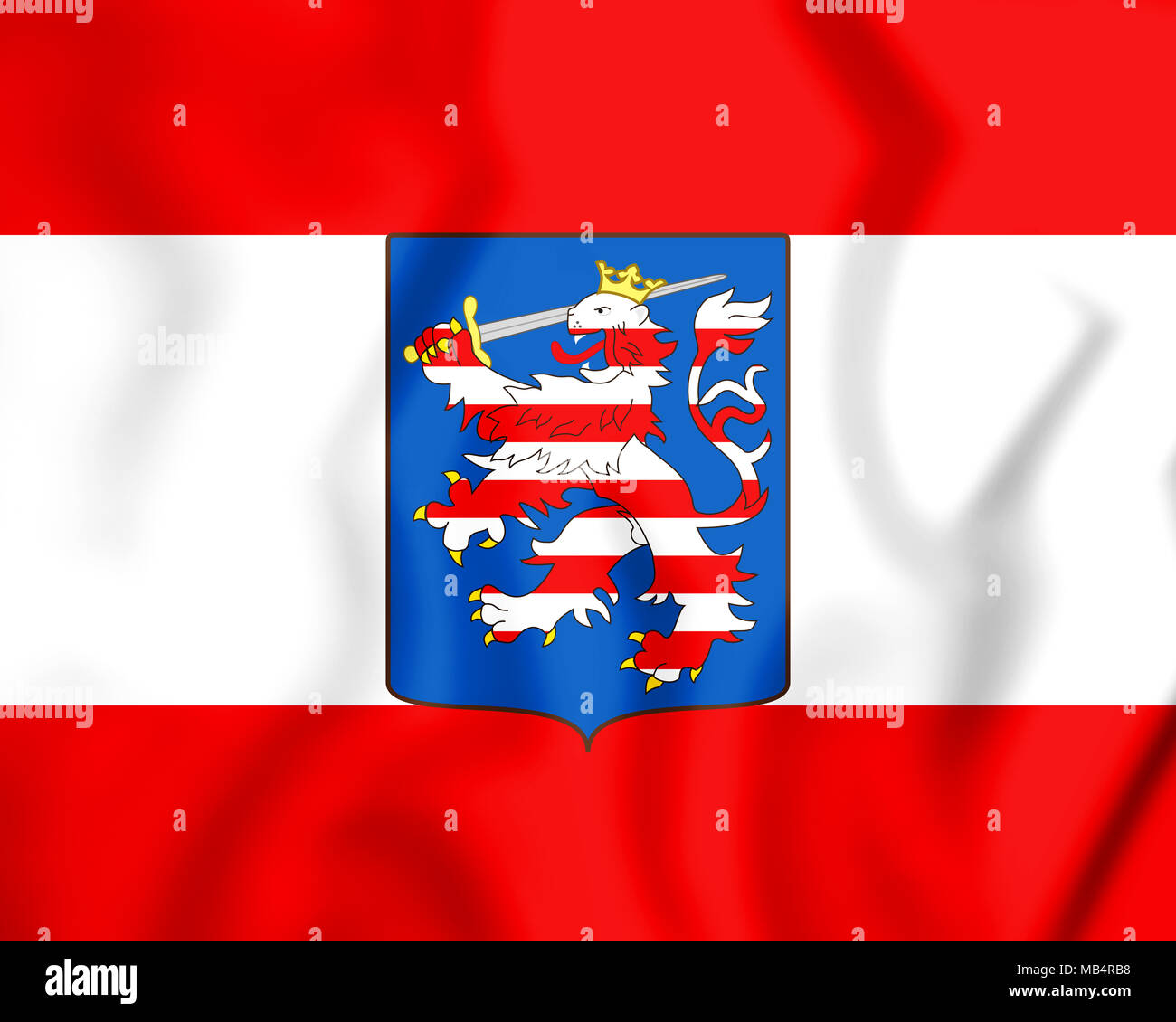 3D Flag of Grand Duchy of Hesse and by Rhine. 3D Illustration. Stock Photo