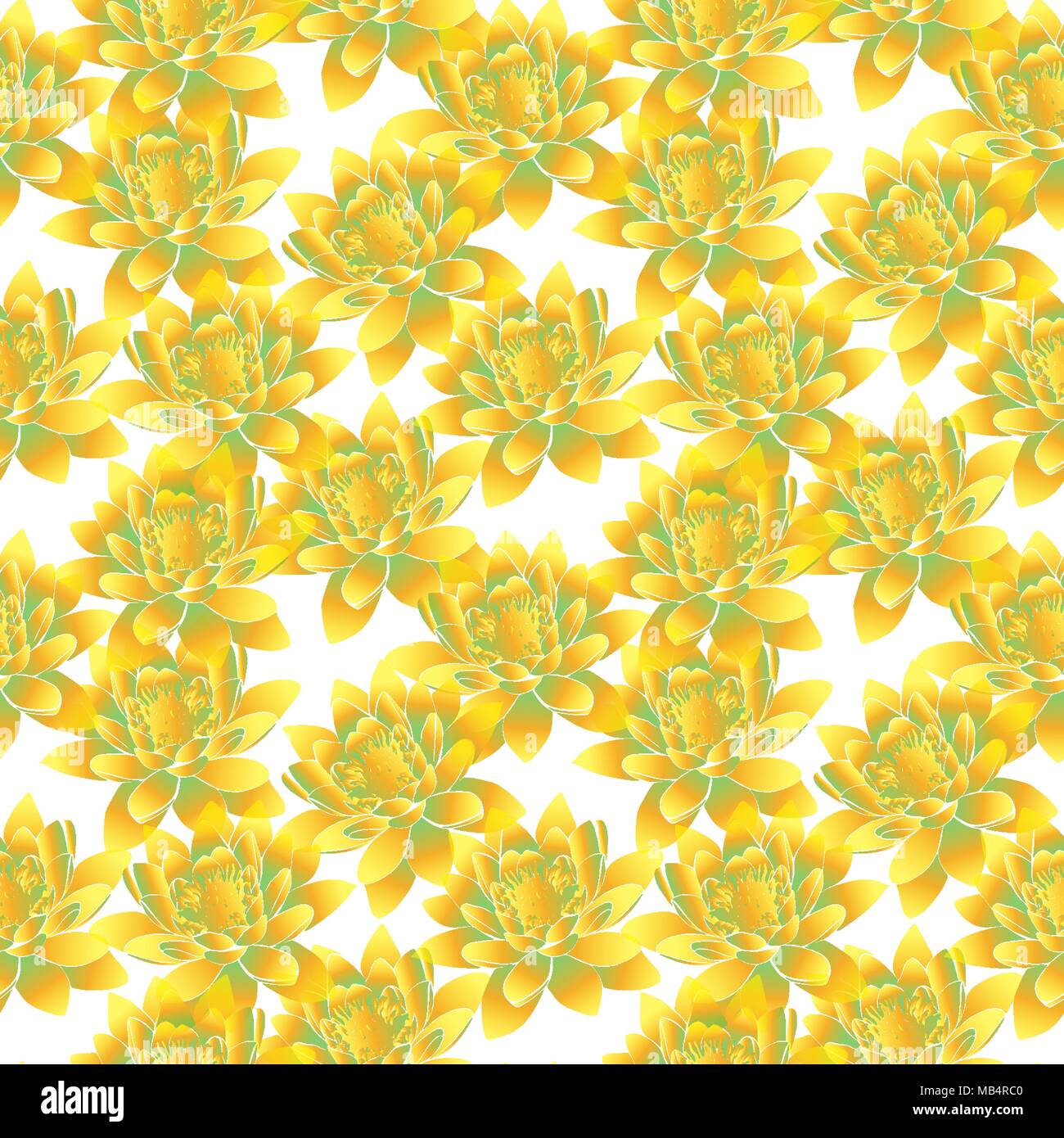yellow bud of lotus isolated on white background, seamless pattern ...