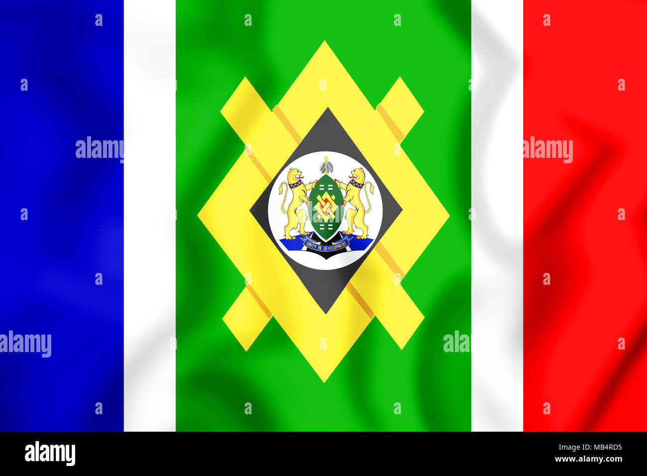 3D Flag of Johannesburg, South Africa. 3D Illustration. Stock Photo