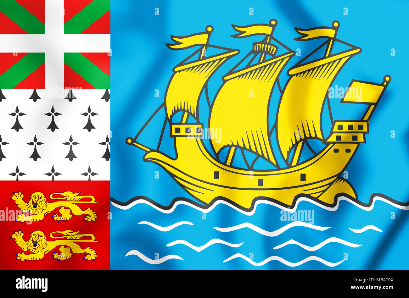 3D Flag of Saint Pierre and Miquelon, France. 3D Illustration Stock Photo Alamy