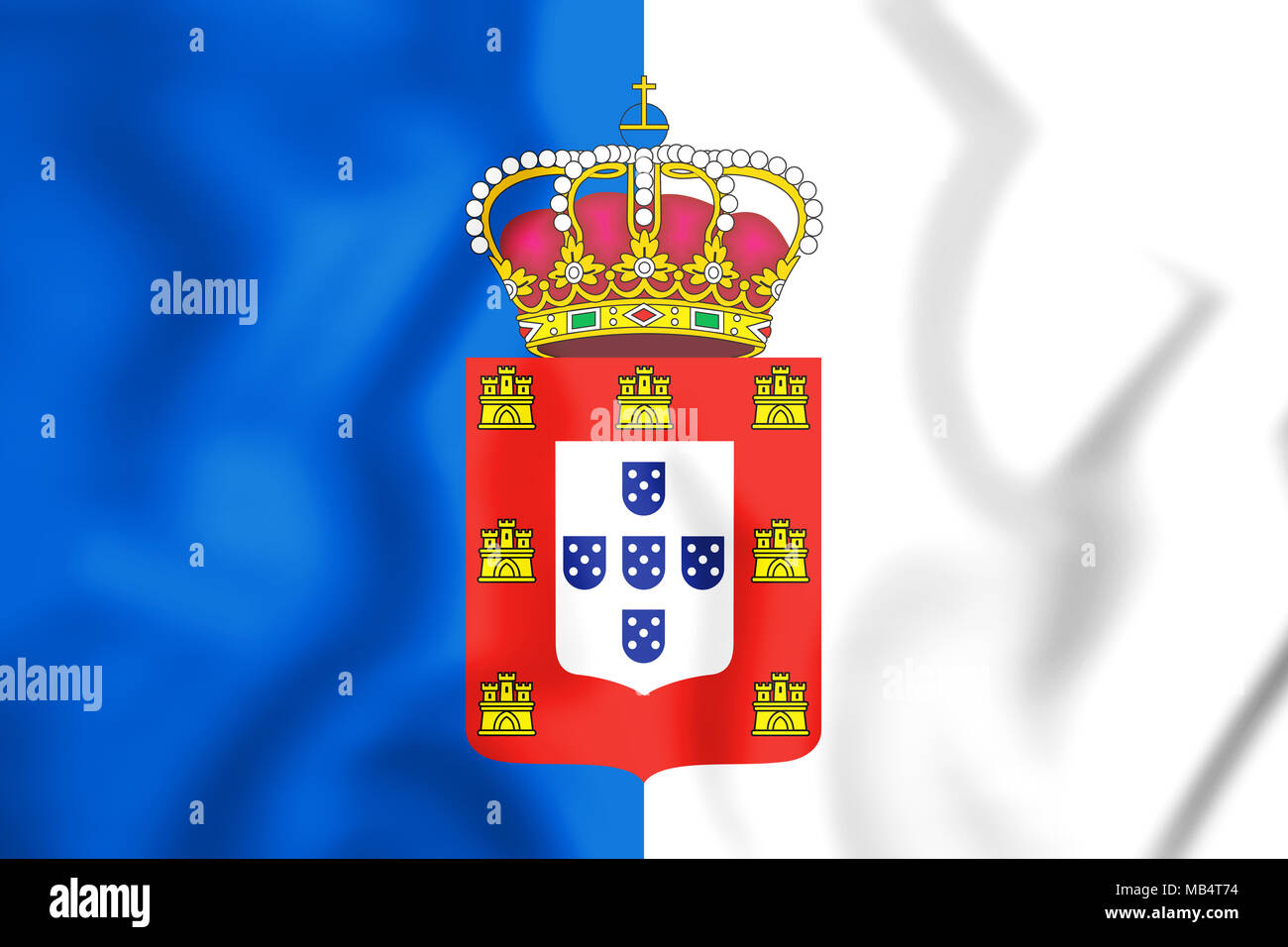 3D Flag of the Portugal (1830-1910). 3D Illustration. Stock Photo