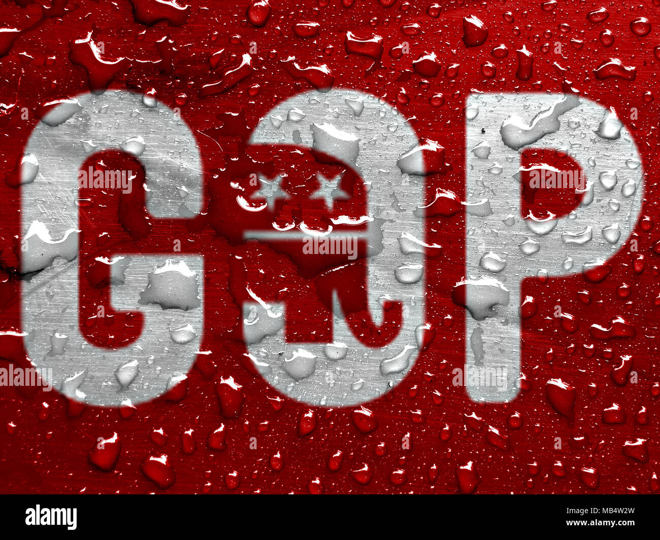 flag of Grand Old Party with rain drops Stock Photo