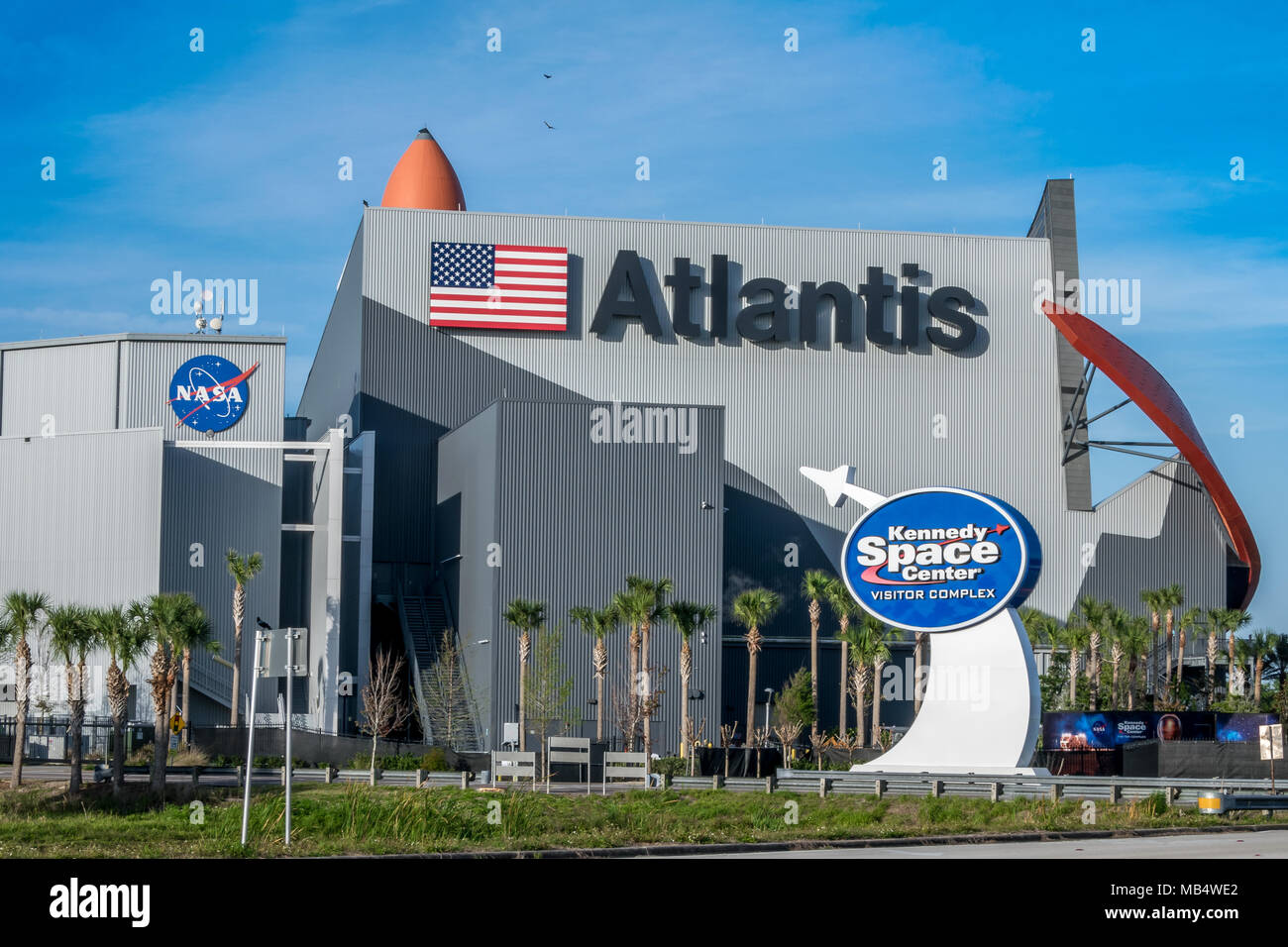 Cape Canaveral, Florida, USA - March 30, 2018: Kennedy Space Center Visitors Complex offers tours, exhibits, and historical displays. Stock Photo