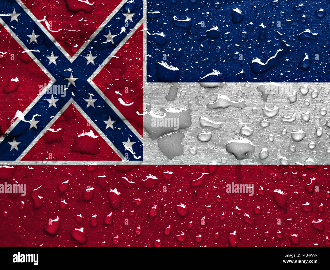 flag of Mississippi with rain drops Stock Photo