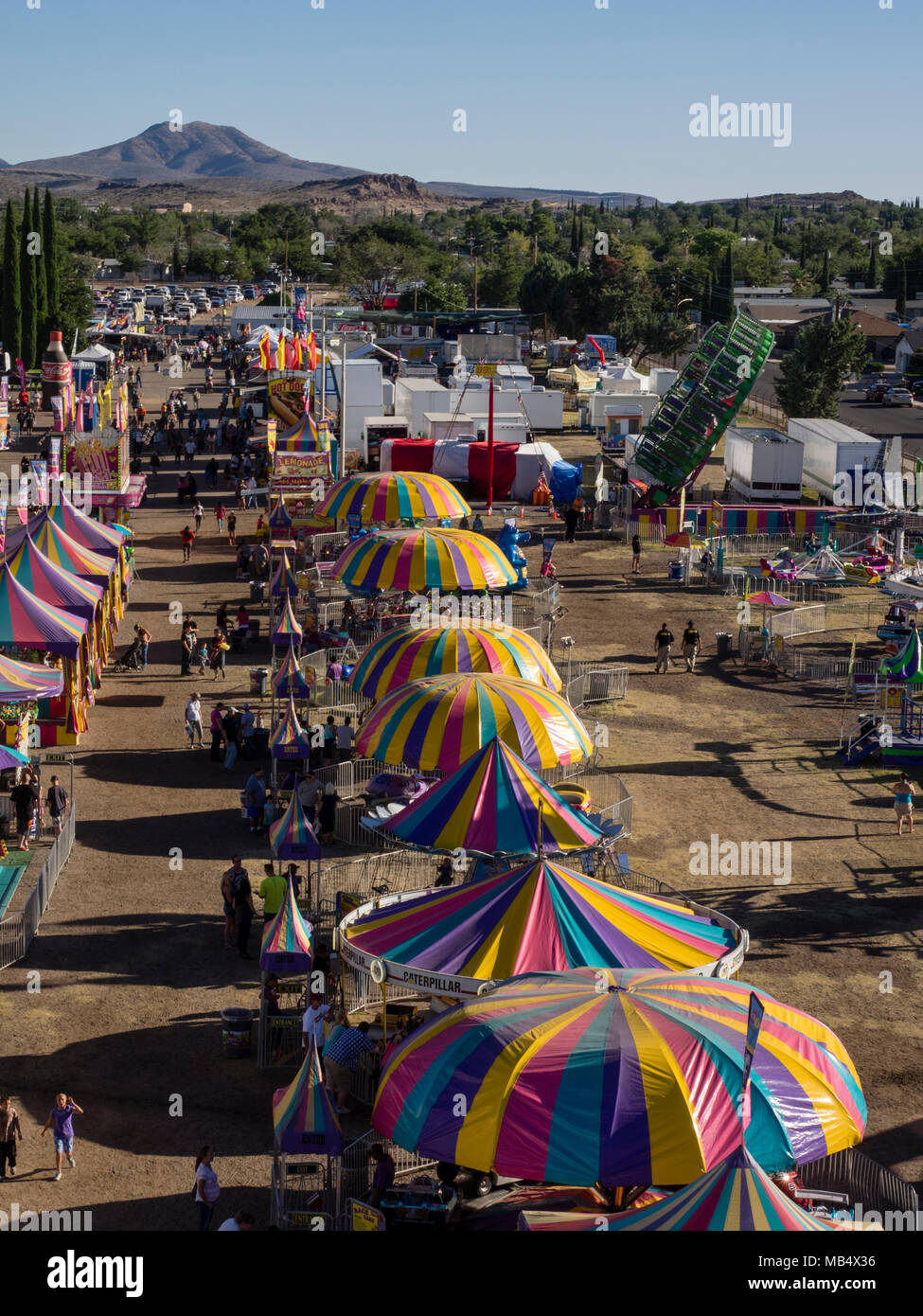 Colorful midway umbrella's at the Mohave County Fair in Kingman Arizona