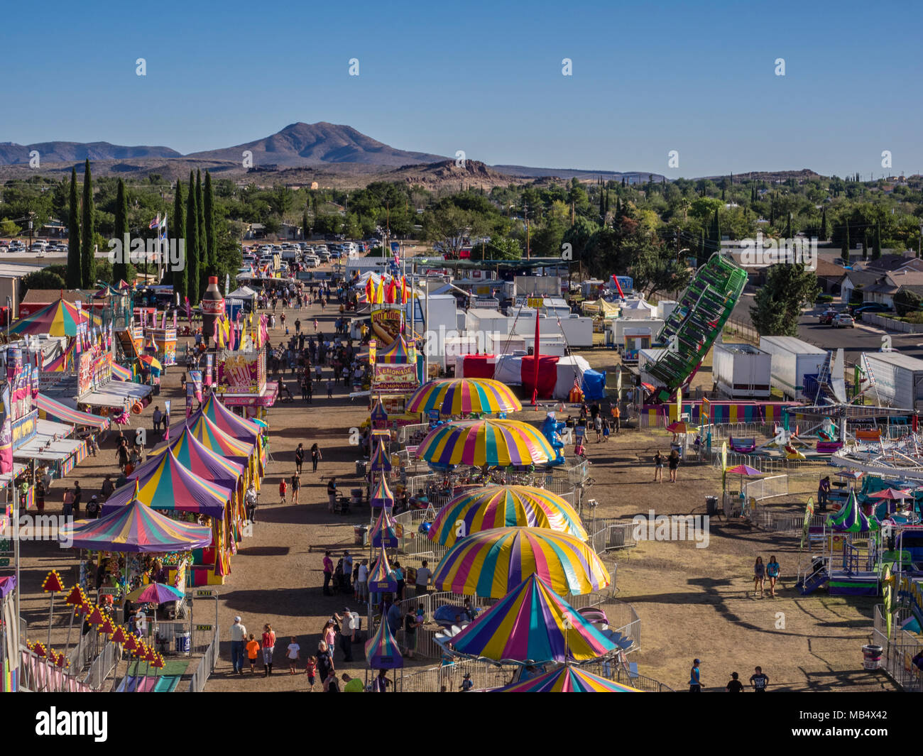 Colorful midway umbrella's at the Mohave County Fair in Kingman Arizona