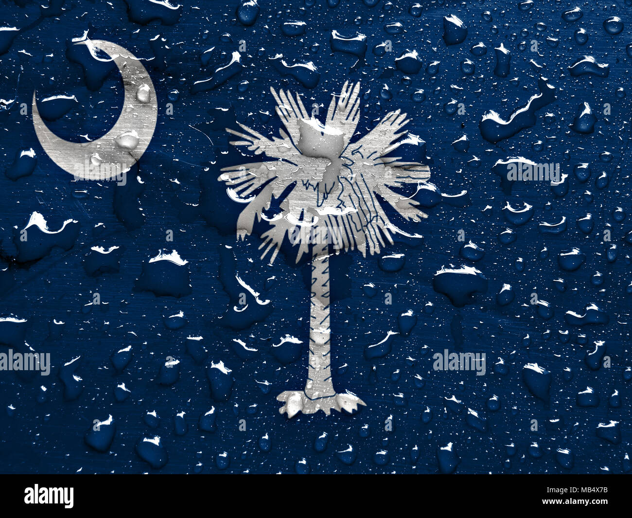 flag of South Carolina with rain drops Stock Photo