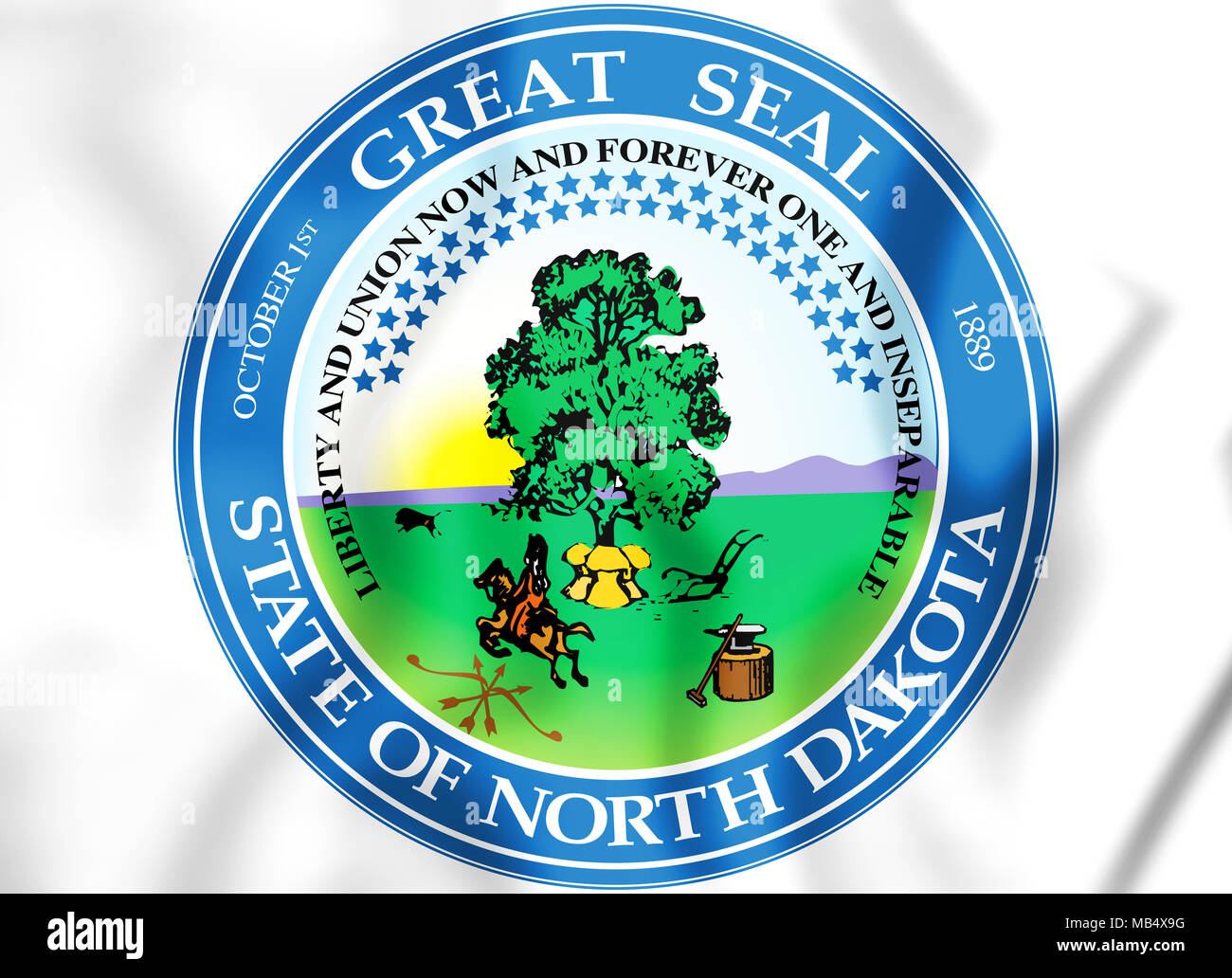 State Seal of North Dakota, USA. 3D Illustration Stock Photo