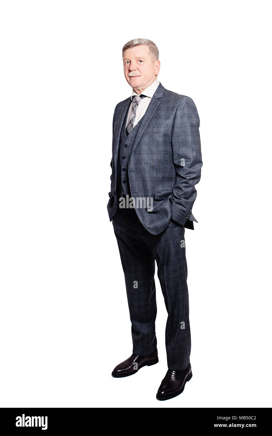 Businessman in Gray Suit Isolated on White Background. Senior Man Stock ...