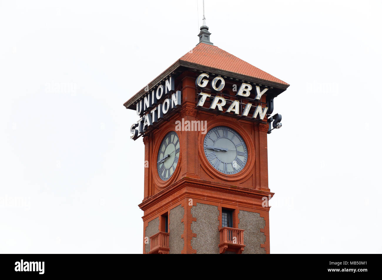 Clock tower at Portland Union Station, Oregon Stock Photo Alamy