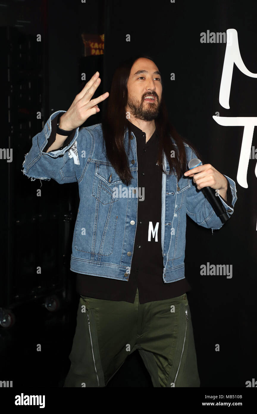 DJ and producer Steve Aoki wax figure unveiling at Madame Tussauds in