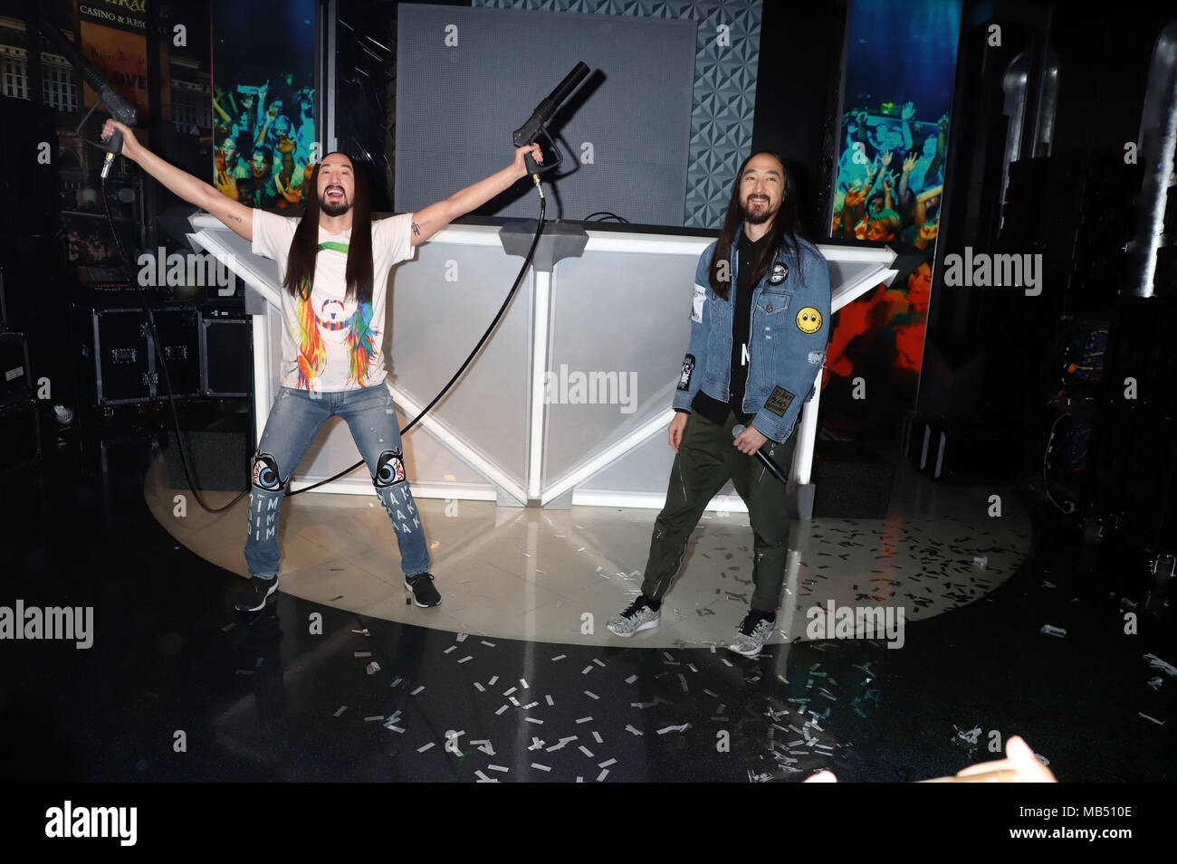 DJ and producer Steve Aoki wax figure unveiling at Madame Tussauds in