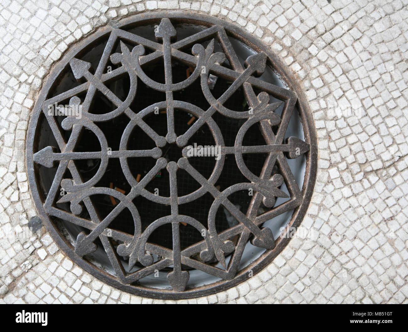 Drain grates with light background texture Stock Photo