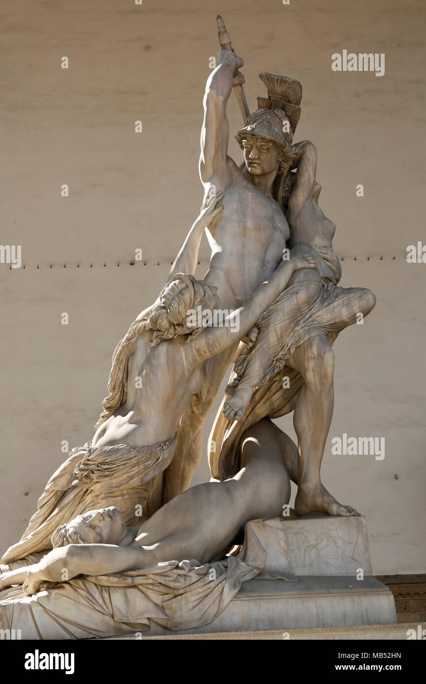 Robbery of Polyxena, sculpture by Pio Fedi, Loggia della Signoria, Florence, Italy Stock Photo
