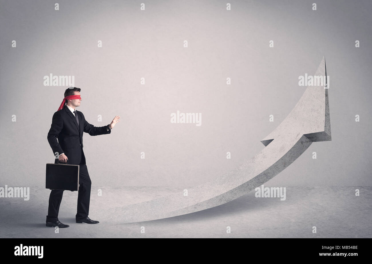 Happy Man Blindfold Person Showing Super Stock Photo 1696869070