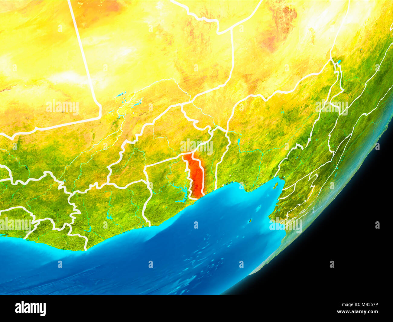 Map Of Togo In Red As Seen From Space On Planet Earth With White Map Of Togo In Red As Seen From Space On Planet Earth With White Borderlines 3d Elements Of This Image Furnished By Nasa MB557P 