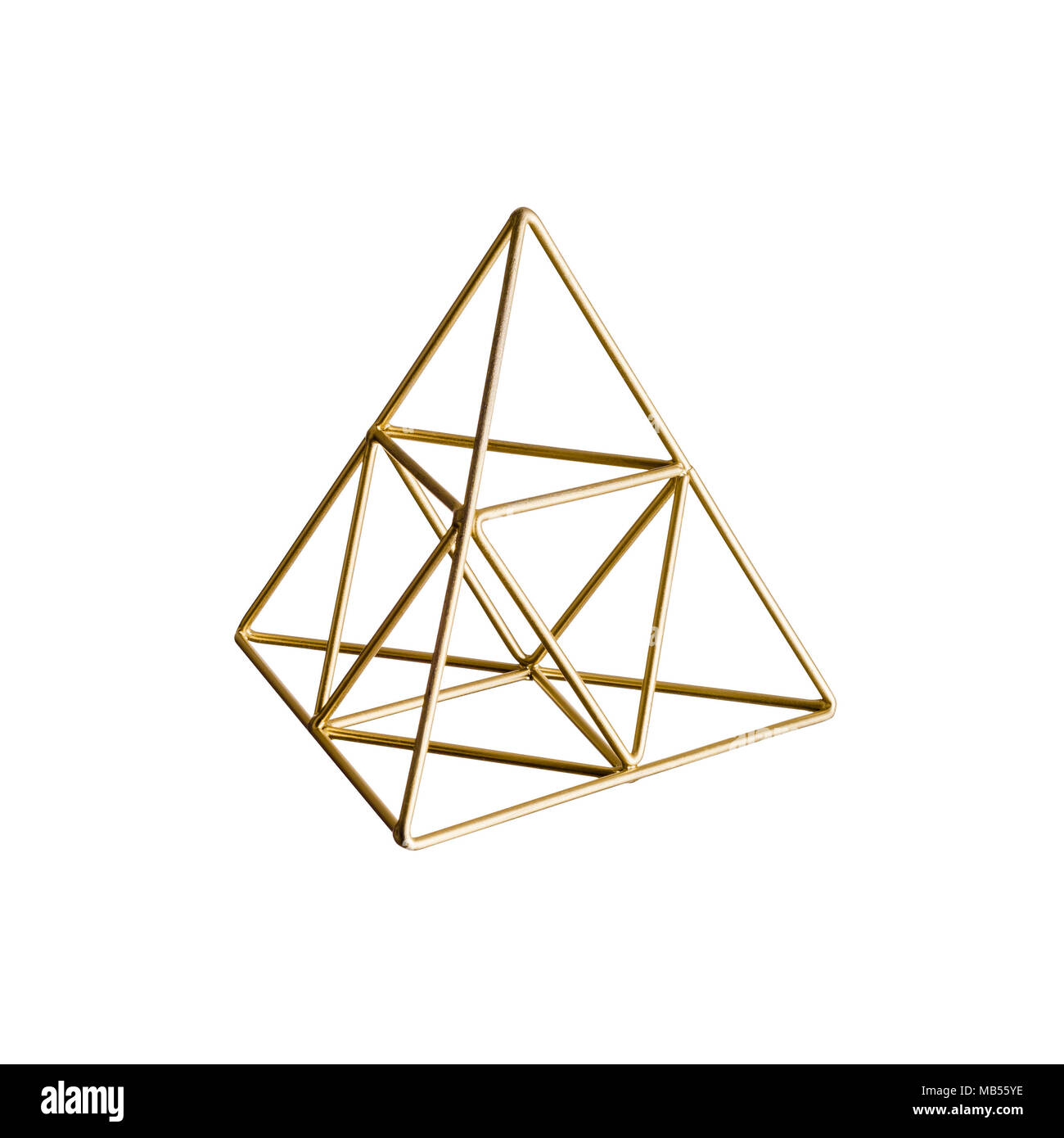 Golden triangular pyramid isolated on white background, Trigonometric  representation of a volume Stock Photo - Alamy