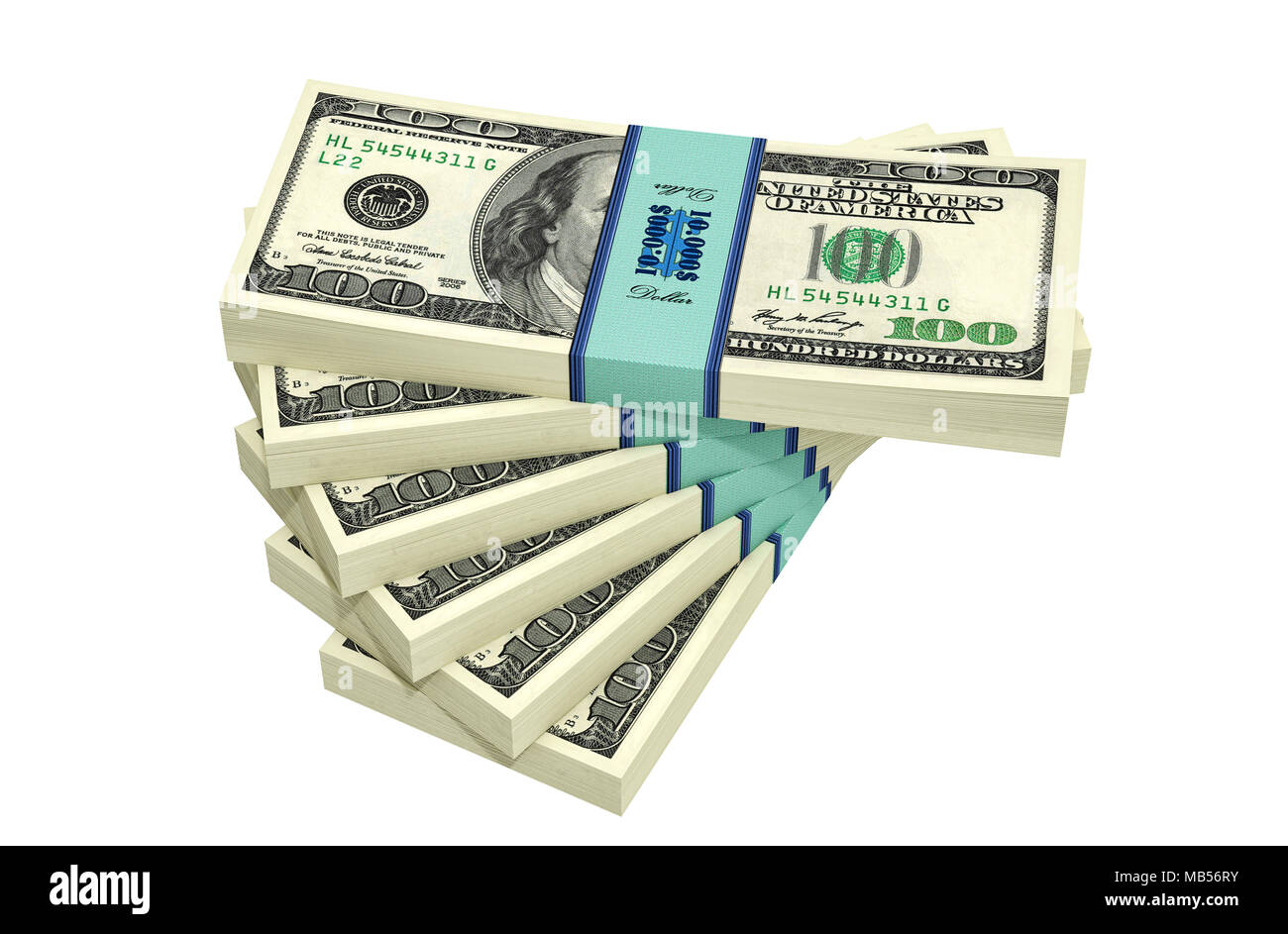 Bundles Of 100 Dollar Banknotes - 3D Rendering Stock Photo - Alamy