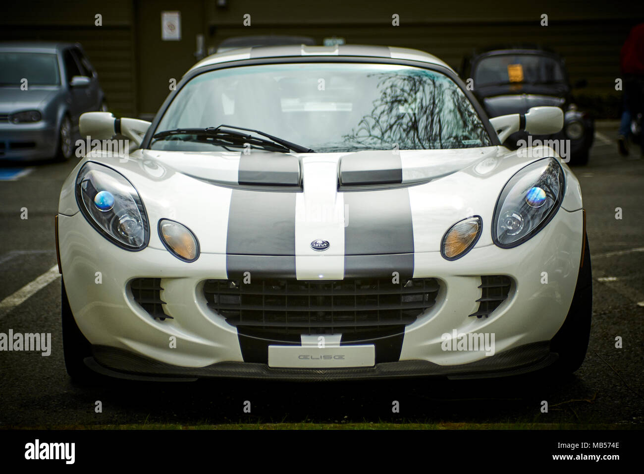 Series 2 Lotus Elise in black and white with an aftermarket hardtop