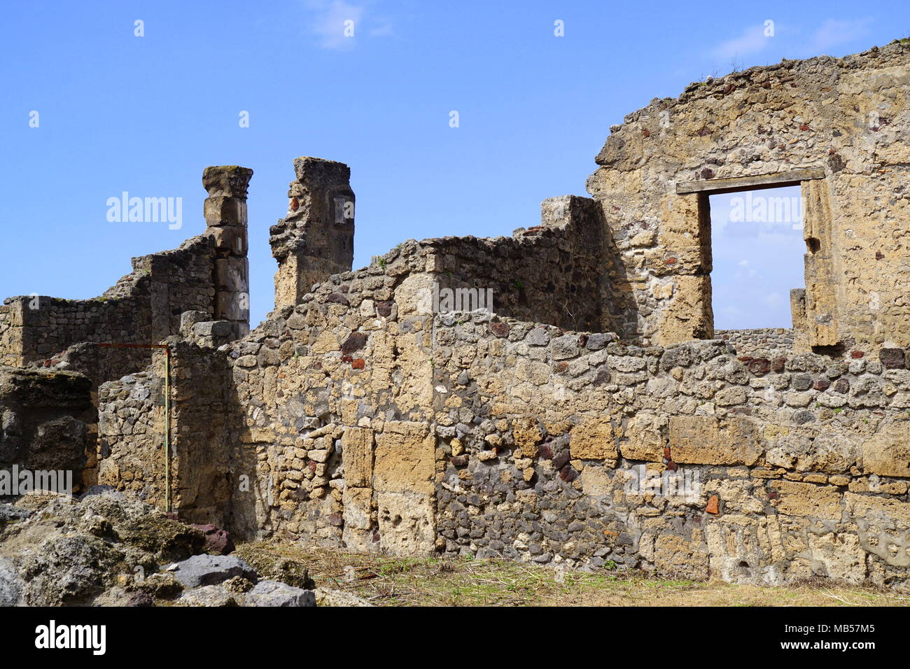 Pompeii, a vast archaeological site (ancient ruins) in southern Italy’s Campania region, near the coast of the Bay of Naples. Stock Photo