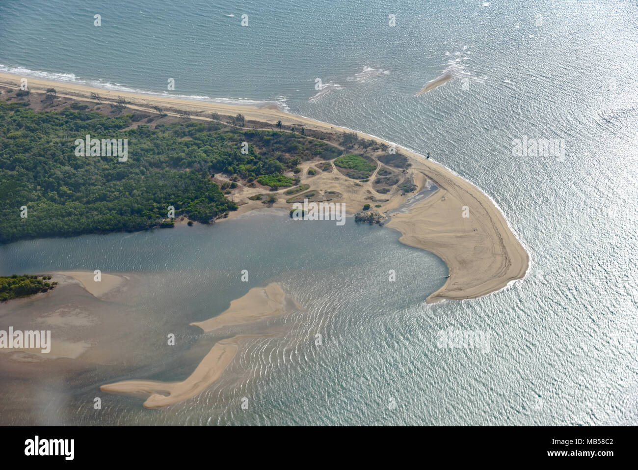 A sandbar at the mouth of the Annan River in Far North Queensland Stock Photo