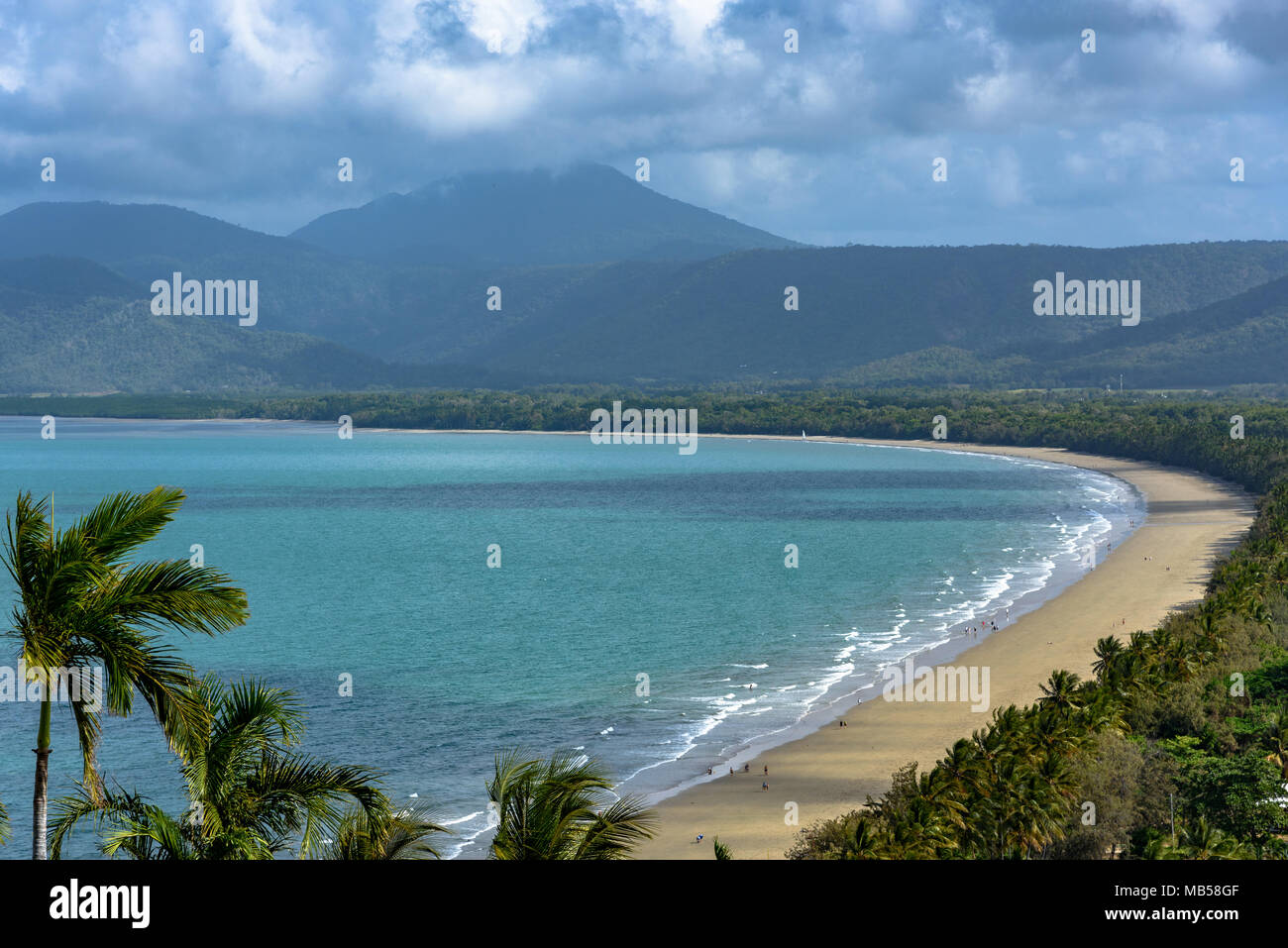 A landscape shot of Four Mile Beach in Port Douglas, Queensland, Australia Stock Photo
